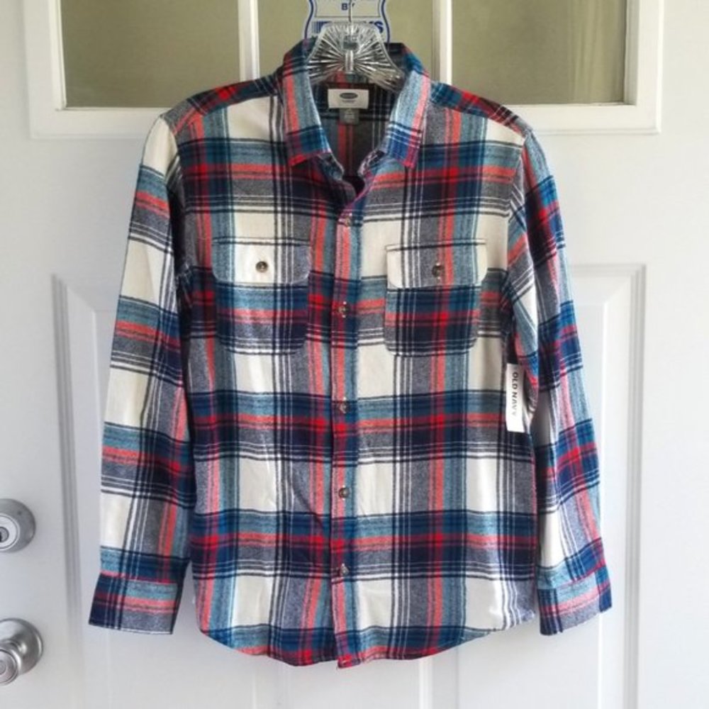 NWT Old Navy Button Down Plaid Flannel - Boy's Large